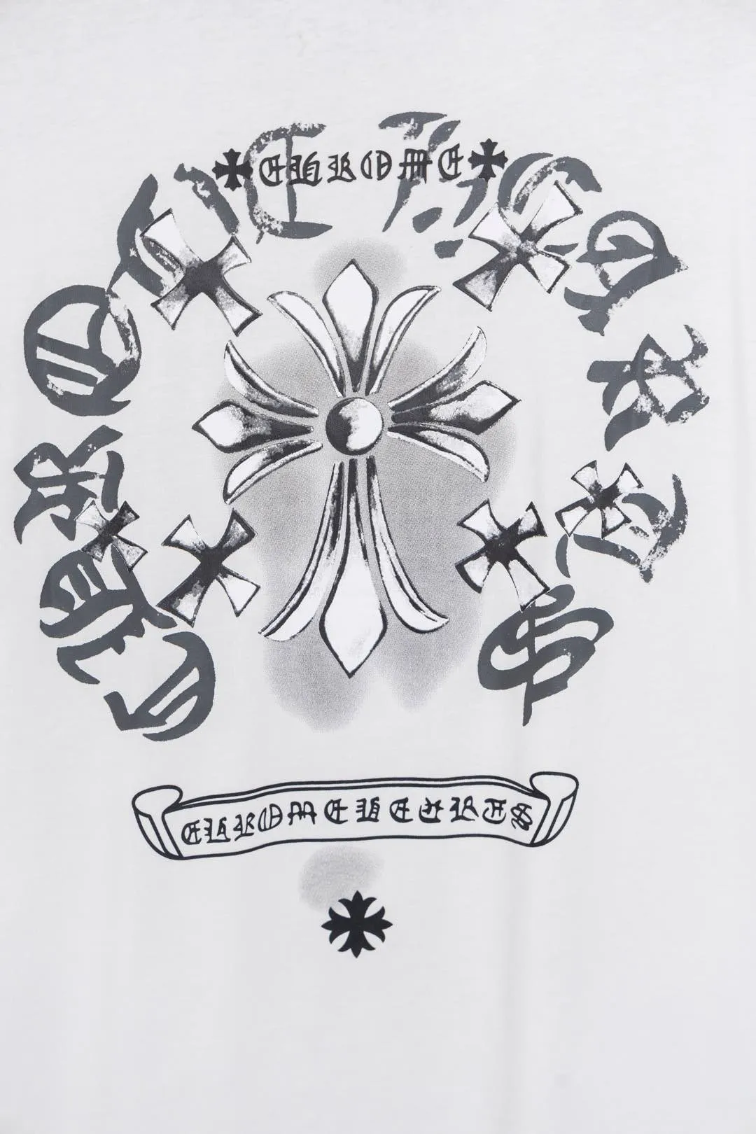 P130 X063 Chrome Hearts 25ss new T-sleeve! Made of 260g double yarn pure cotton fabric, front and back pattern + letter logo printing process, fashionable and versatile, same style for men and women. Color: black, white, size: M～3XL